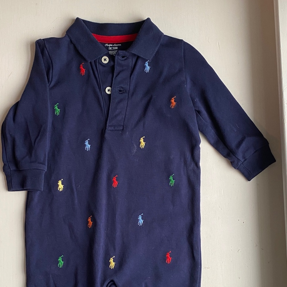 Ralph Lauren Navy Kids button onesie
